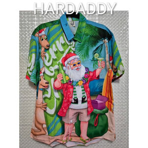 New HARDADDY Shirt Mens M Xhristmas Party Button Front Santa Themed NWOT